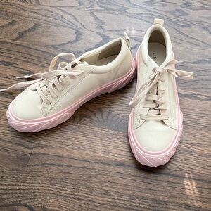 Elegant Cream and Pink Women's Sneakers